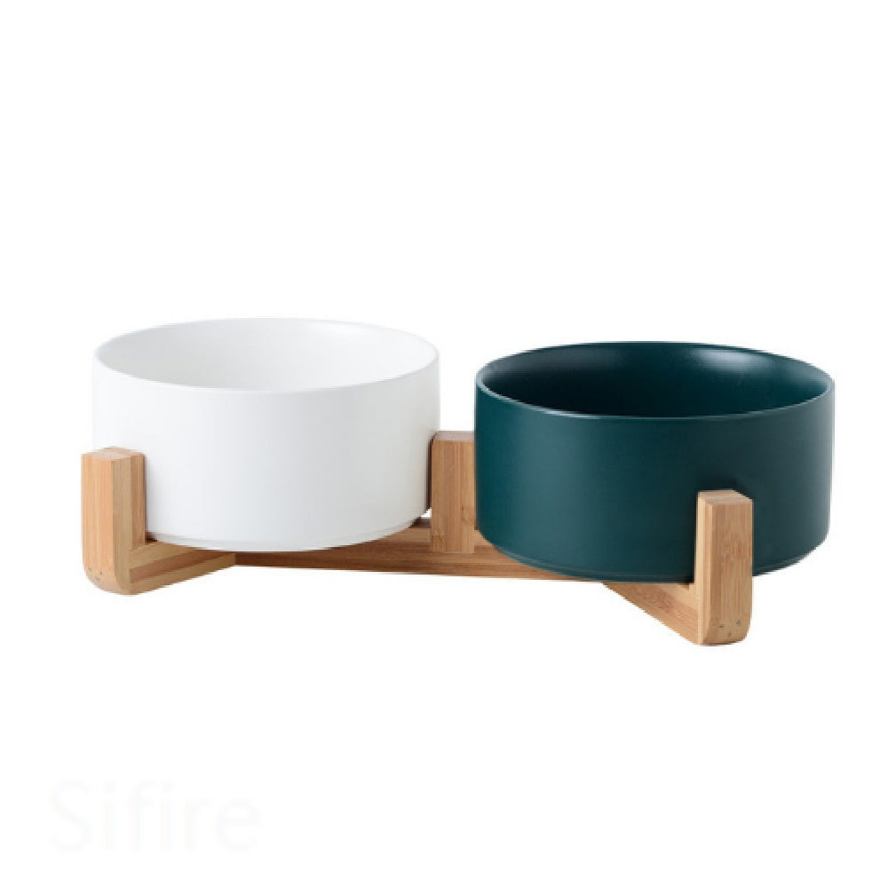 Cat Bowl Double Ceramic