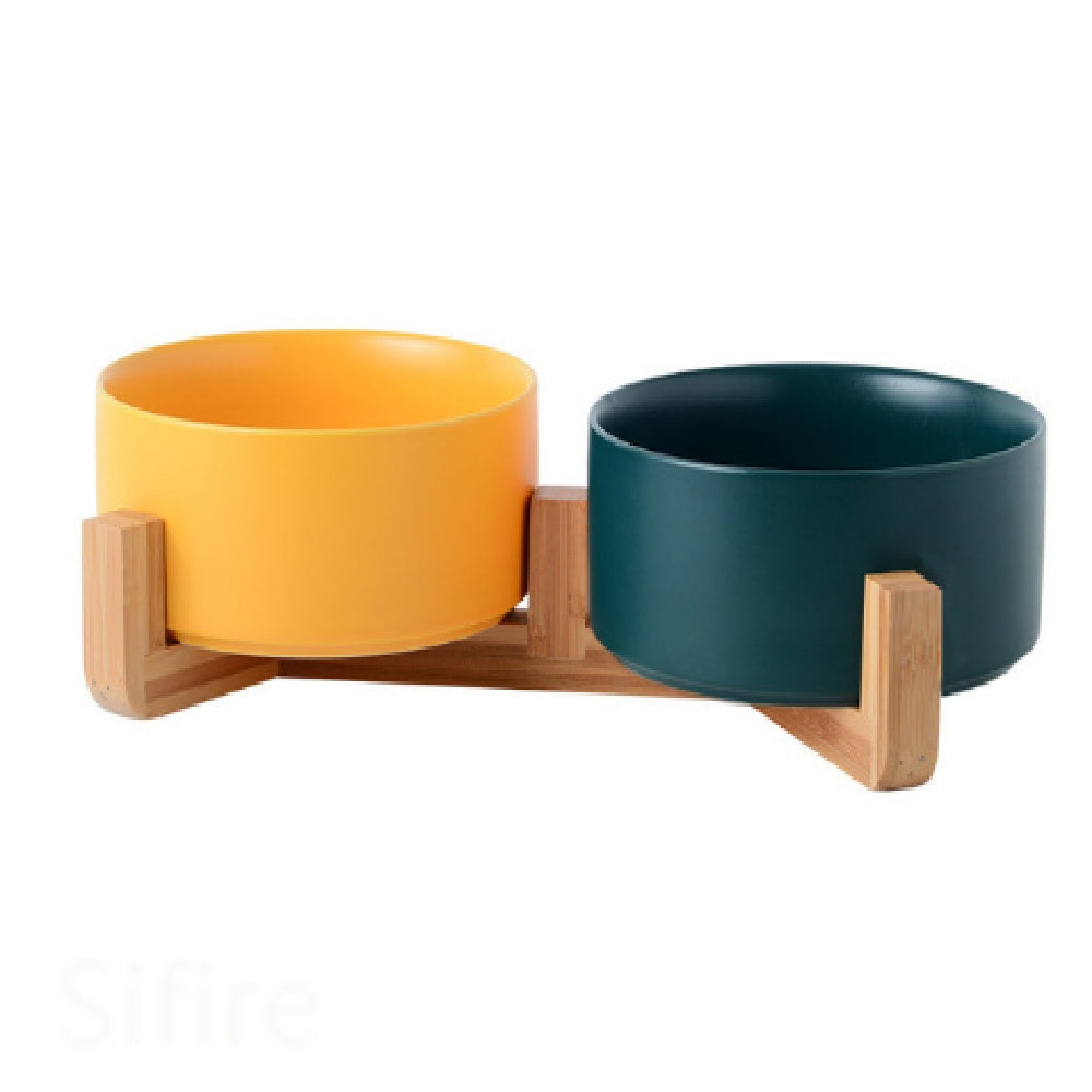 Cat Bowl Double Ceramic