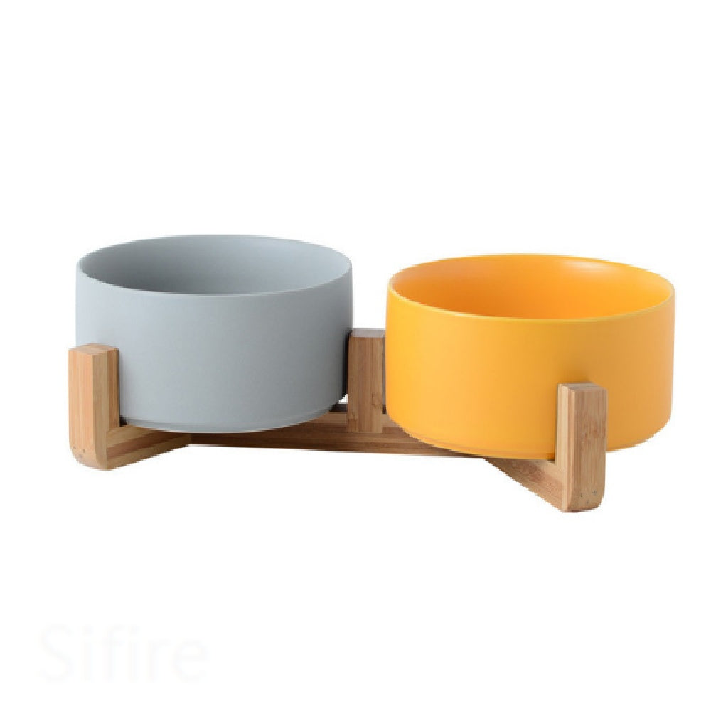 Cat Bowl Double Ceramic
