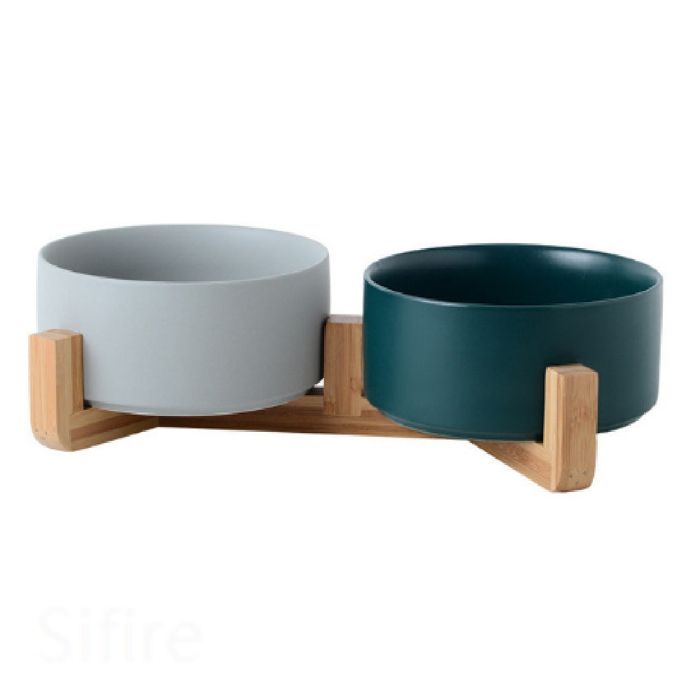 Cat Bowl Double Ceramic