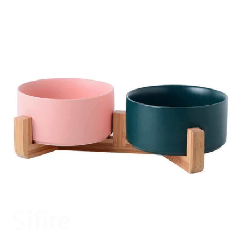 Cat Bowl Double Ceramic