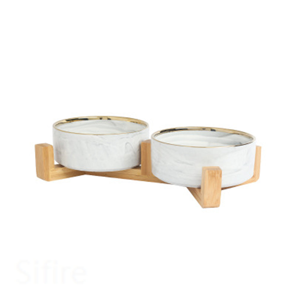 Cat Bowl Double Ceramic