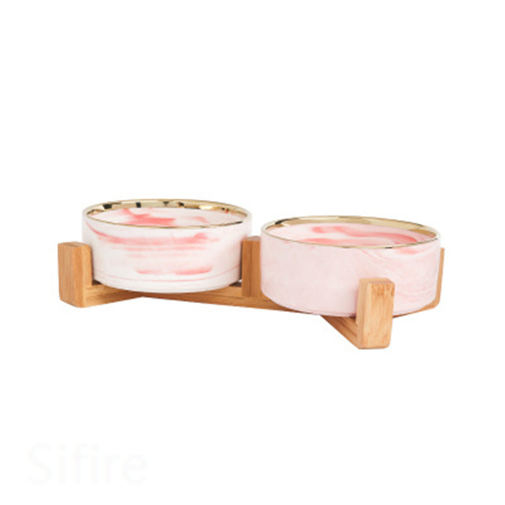Cat Bowl Double Ceramic