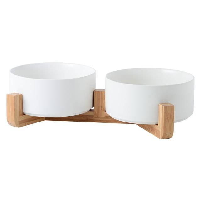 Cat Bowl Double Ceramic